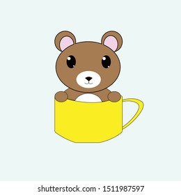 a little bear in cup