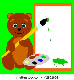 Little Bear draws paints