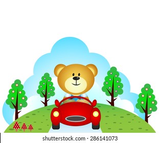 Little Bear Driving A Car