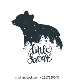 Little Bear, Bear Family, Unique hand lettered Design.