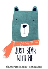 little bear head drawing for baby tee print