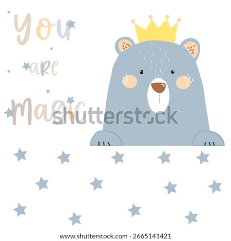 little bear illustration vector design for kids and baby tee