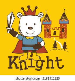 little bear the knight funny animal cartoon