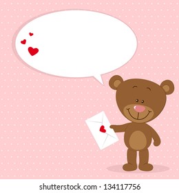 Little bear with loveletter and speech bubble