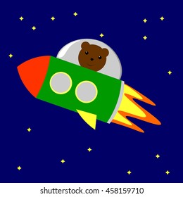 little bear on a rocket in space