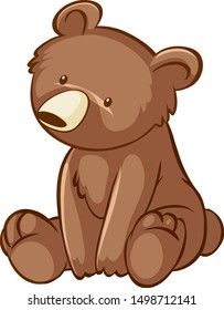 Little bear on white background illustration