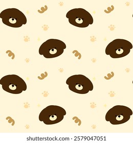 Little bear on yellow background, fabric pattern, gift wrapping paper, cute stickers, notebook cover, mobile phone case , seamless pattern 