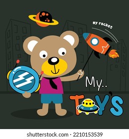 little bear is playing funny animal cartoon