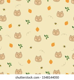 Little bear Seamless Pattern , Animal background. Vector illustration.