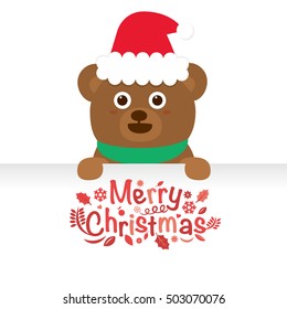 Little Bear and sign. vector illustration