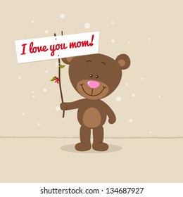 Little bear with signboard