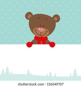 Little bear with signboard
