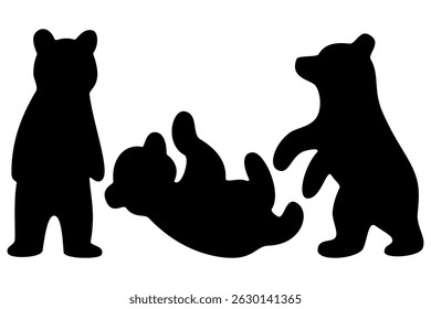 Little bear silhouette icon design illustration, cute wildlife silhouette flat icon vector design illustration.
