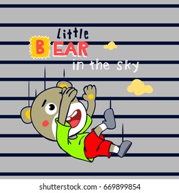 little bear in the sky. vector cartoon illustration