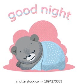 Little Bear Sleeping Wishes Everyone Good Stock Vector (Royalty Free ...