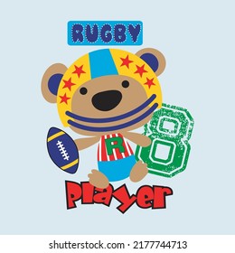 little bear sport design cartoon vector illustration for print