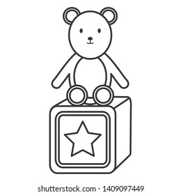 little bear teddy with block