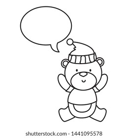 little bear teddy with hat and speech bubble