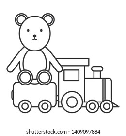 little bear teddy with little train