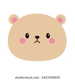 Little bear toy icon. Funny sad face. Cute cartoon kawaii character. Baby animal collection. Childish print for nursery, kids apparel, poster, postcard. Flat design. White background. Vector