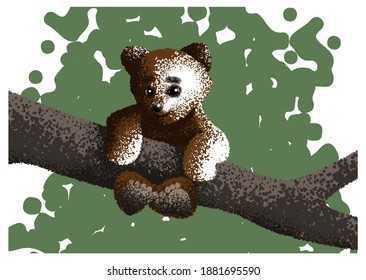 A little bear in a tree. Vector illustration
