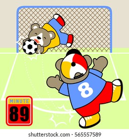 little bears playing soccer, vector cartoon illustration