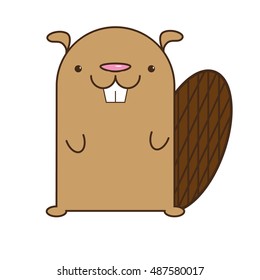  Little beaver. cute beaver. beaver on a white background 