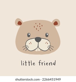 little beaver friend animal vector 