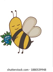 little bee with a bouquet of flowers