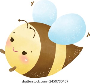 Little bee flying sideways cute style