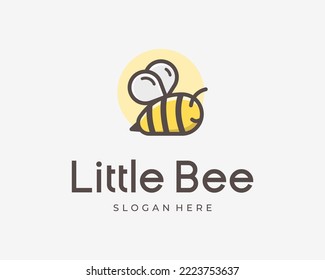 Little Bee Honey Buzz Fly Cute Mascot Cartoon Character Illustration Simple Vector Logo Design
