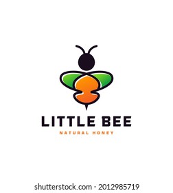 Little bee honey natural logo design vector