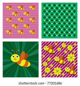 Little Bee. Vector Background. Eps10 Format.