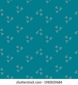 Little bellflower silgouettes ornament seamless pattern in abstract style. Turquoise colored artwork. Vector illustration for seasonal textile prints, fabric, banners, backdrops and wallpapers.