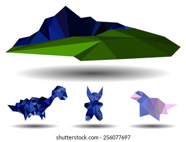 Little big figures in low poly world.