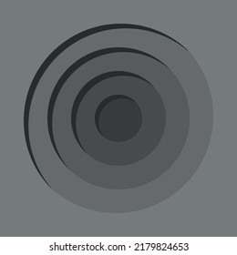Cercles gris à faible et à grand dégradé avec effet d'ombre. Arrière-plan papier coupé en cercle. Art sculpté branché et relief 3d. Couches rondes. Illustration vectorielle.