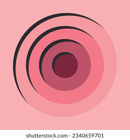 Cercles roses à rouges, grands et petits, avec un effet d'ombre. Arrière-plan papier coupé en cercle. Art sculpté branché et relief 3d. Couches rondes. Illustration vectorielle.
