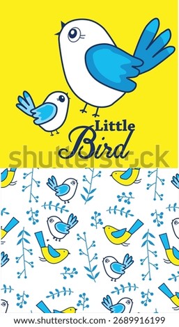 little bird with all over pattern print illustrations vector art