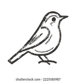 Little bird. Black contour vector illustration. 
