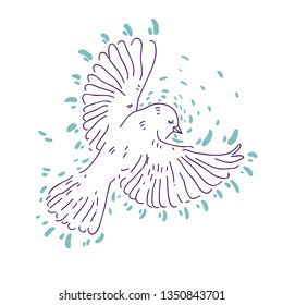 Little bird in flight, vector illustration. Cute sparrow.