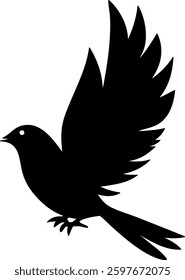 A little bird flying mode silhouette vector