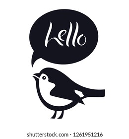 Little bird Hello Isolated vector icon Symbol Design label and logotype