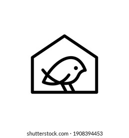 little bird house line monoline logo vector icon illustration