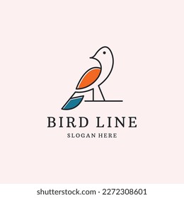 little bird logo . vector design line art icon for animals .