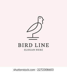 little bird logo . vector design line art icon for animals .