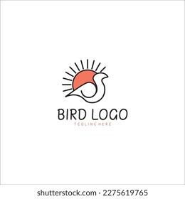 little bird silhouette logo - light background vector design