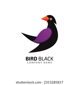 little bird silhouette logo vector icon purple color