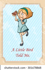 Little bird told me idiom illustration