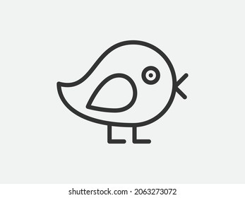 Little bird toy icon on white background. Line style vector.