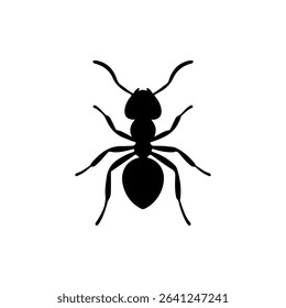 Little black ant silhouette vector flat illustration on white background.